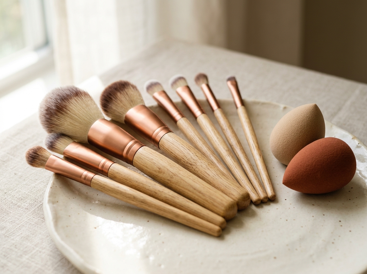 Professional vegan makeup brushes and ergonomic blending sponges